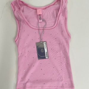 SWAROVSKI X SKIMS Cotton Rib Tank in Bubblegum